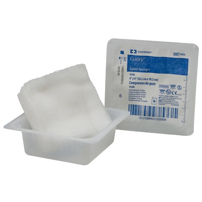 Sponges Gauze USP Type VII Curity™ Gauze 8-Ply 4 X 4 Inch Square Sterile (10/TR 128TR/CS) by Cardinal  ID 6318-